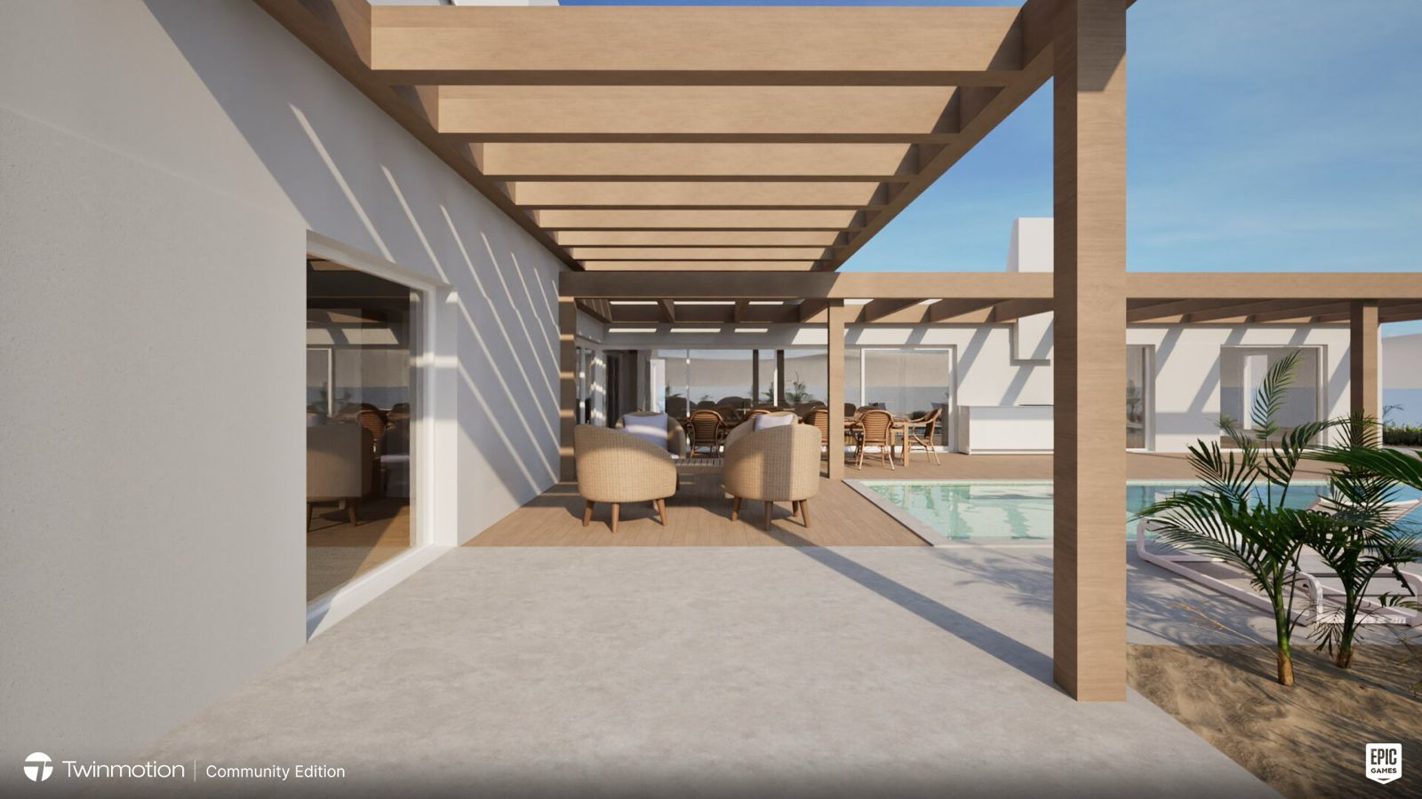 Terrasse couverte - Rendu 3D