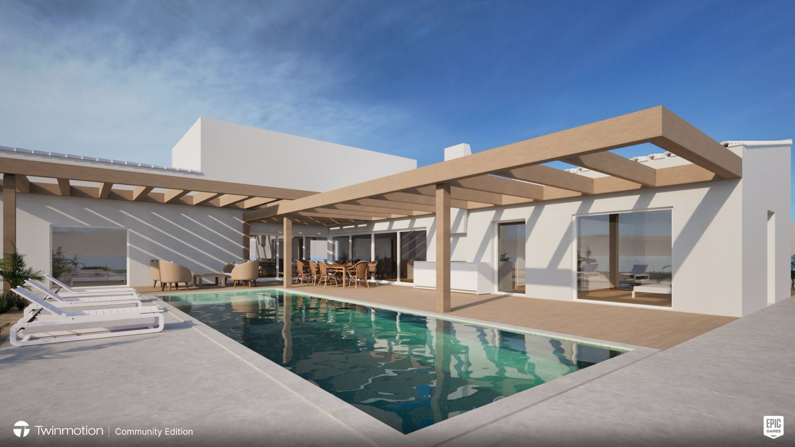 Villa vue arrière - Rendu 3D